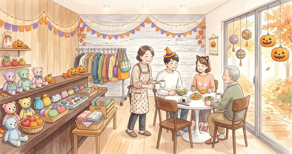 10月29日（木）・30日（金）の2日間、ハコブネ平岸の一階で、ハロウィンのイベントを開きます。お店やちょっとしたフリマ、手作りのごはんやカフェで、利用者さんと一緒にすごす2日間です。就労B型の見学や、外出支援のご相談も可能です。どなたでも、お気軽にお立ち寄りください。